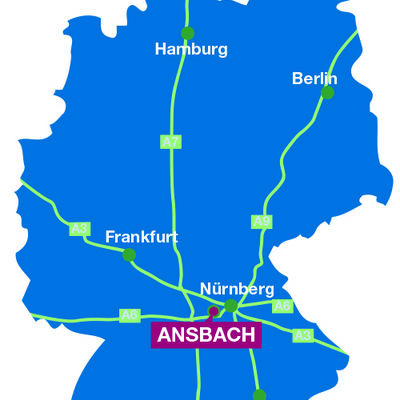 Bild vergrößern: Lage von Ansbach in Deutschland